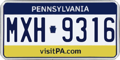 PA license plate MXH9316
