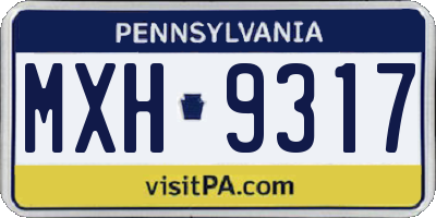 PA license plate MXH9317