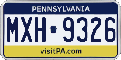 PA license plate MXH9326