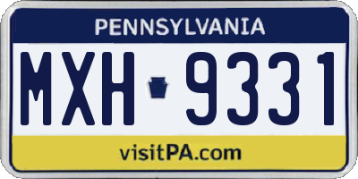 PA license plate MXH9331