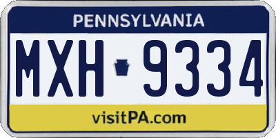 PA license plate MXH9334