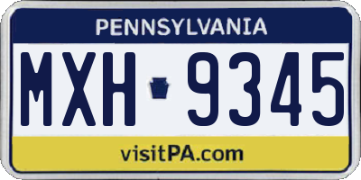 PA license plate MXH9345