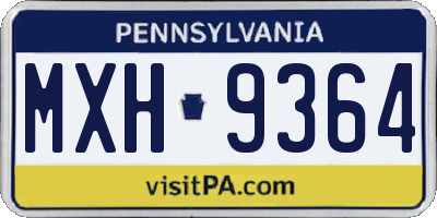 PA license plate MXH9364