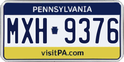 PA license plate MXH9376