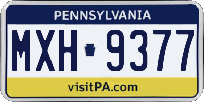 PA license plate MXH9377