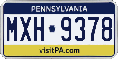 PA license plate MXH9378