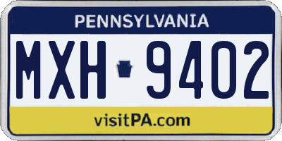 PA license plate MXH9402