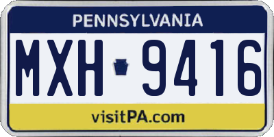 PA license plate MXH9416