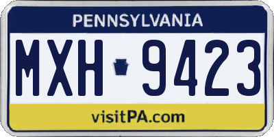 PA license plate MXH9423