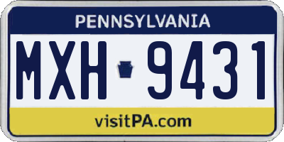 PA license plate MXH9431