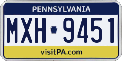 PA license plate MXH9451