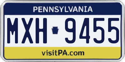 PA license plate MXH9455