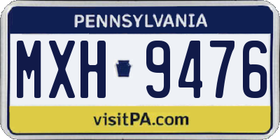 PA license plate MXH9476