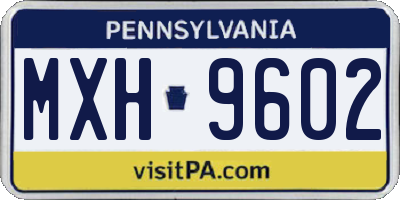 PA license plate MXH9602