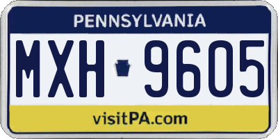 PA license plate MXH9605