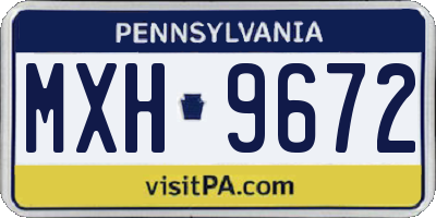 PA license plate MXH9672