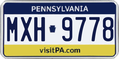 PA license plate MXH9778