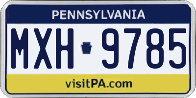 PA license plate MXH9785