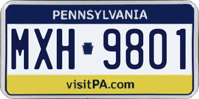 PA license plate MXH9801
