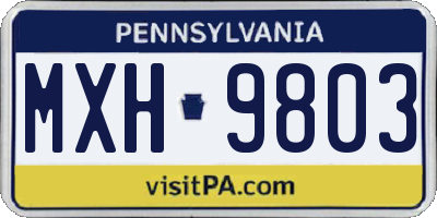PA license plate MXH9803