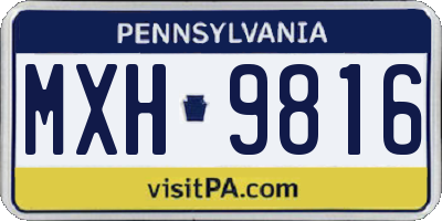 PA license plate MXH9816