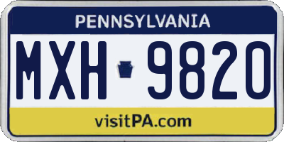 PA license plate MXH9820