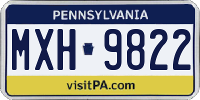 PA license plate MXH9822