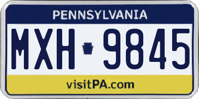 PA license plate MXH9845