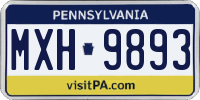 PA license plate MXH9893