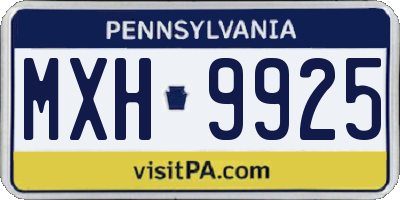 PA license plate MXH9925