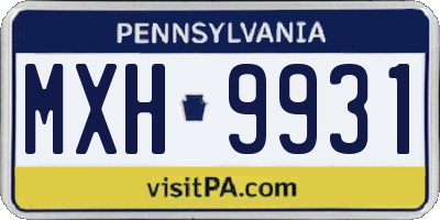 PA license plate MXH9931