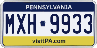PA license plate MXH9933