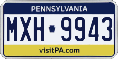 PA license plate MXH9943