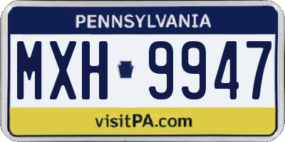 PA license plate MXH9947