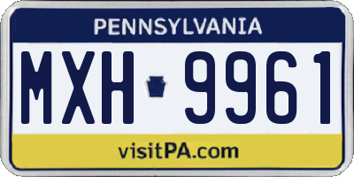 PA license plate MXH9961