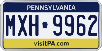 PA license plate MXH9962