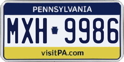 PA license plate MXH9986