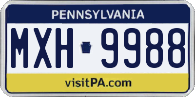 PA license plate MXH9988