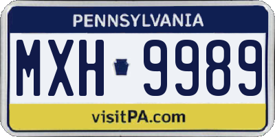 PA license plate MXH9989