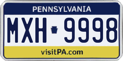 PA license plate MXH9998