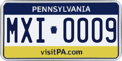 PA license plate MXI0009