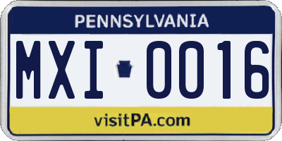 PA license plate MXI0016
