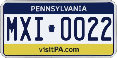 PA license plate MXI0022