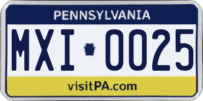 PA license plate MXI0025