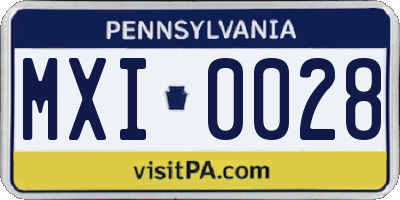PA license plate MXI0028