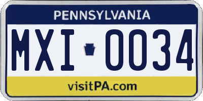 PA license plate MXI0034