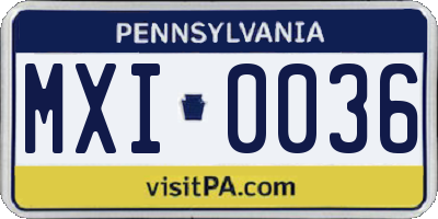 PA license plate MXI0036