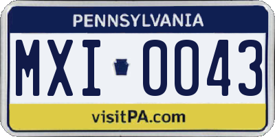 PA license plate MXI0043
