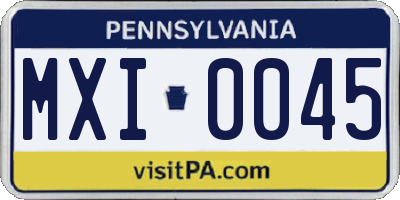 PA license plate MXI0045