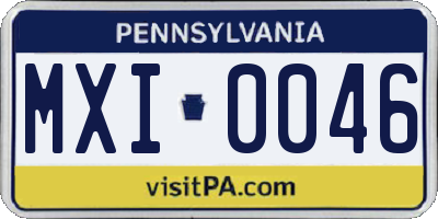 PA license plate MXI0046